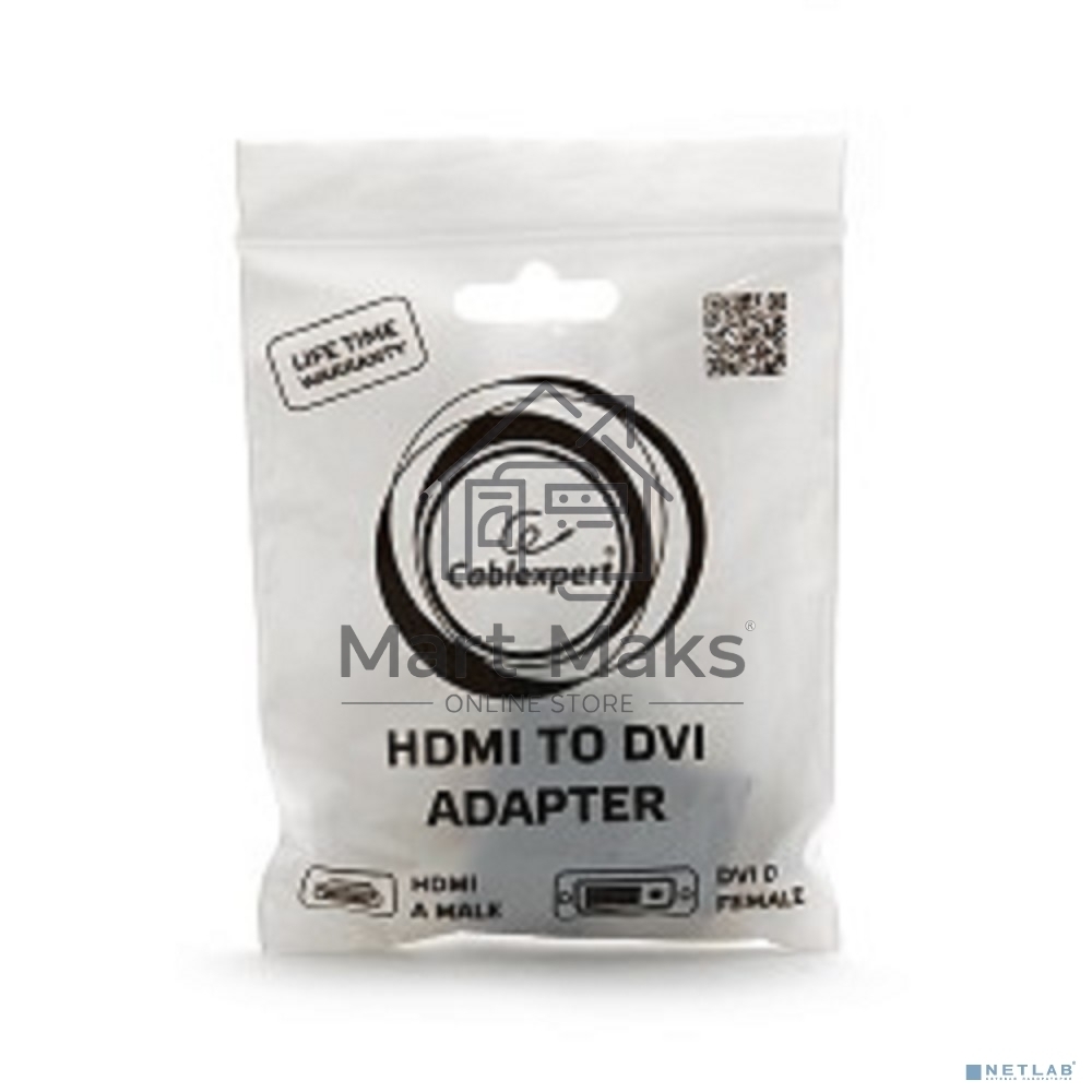 Переходник Gembird Переходник HDMI-DVI 19M/25F, золотые разъемы, пакет(A-HDMI-DVI-3)