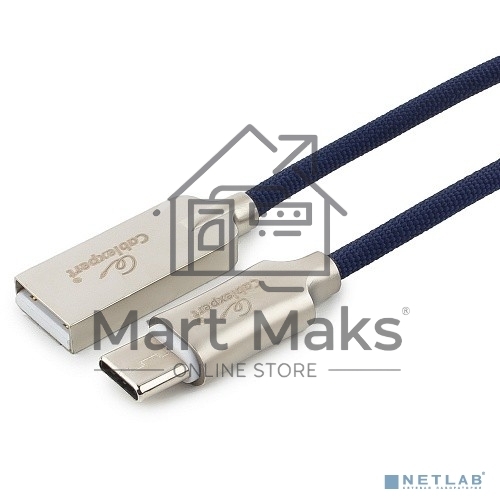 Кабель USB 2.0 Cablexpert CC-P-USBC02Bl-1M, AM/Type-C, серия Platinum, длина 1м, синий, блистер