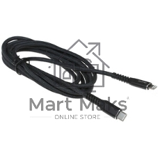 Кабель QUMO, MFI С94, Type-C на MFI Apple 8 pin, силиконовый, 1м, 2,22A, 9V, 20W, PD черный