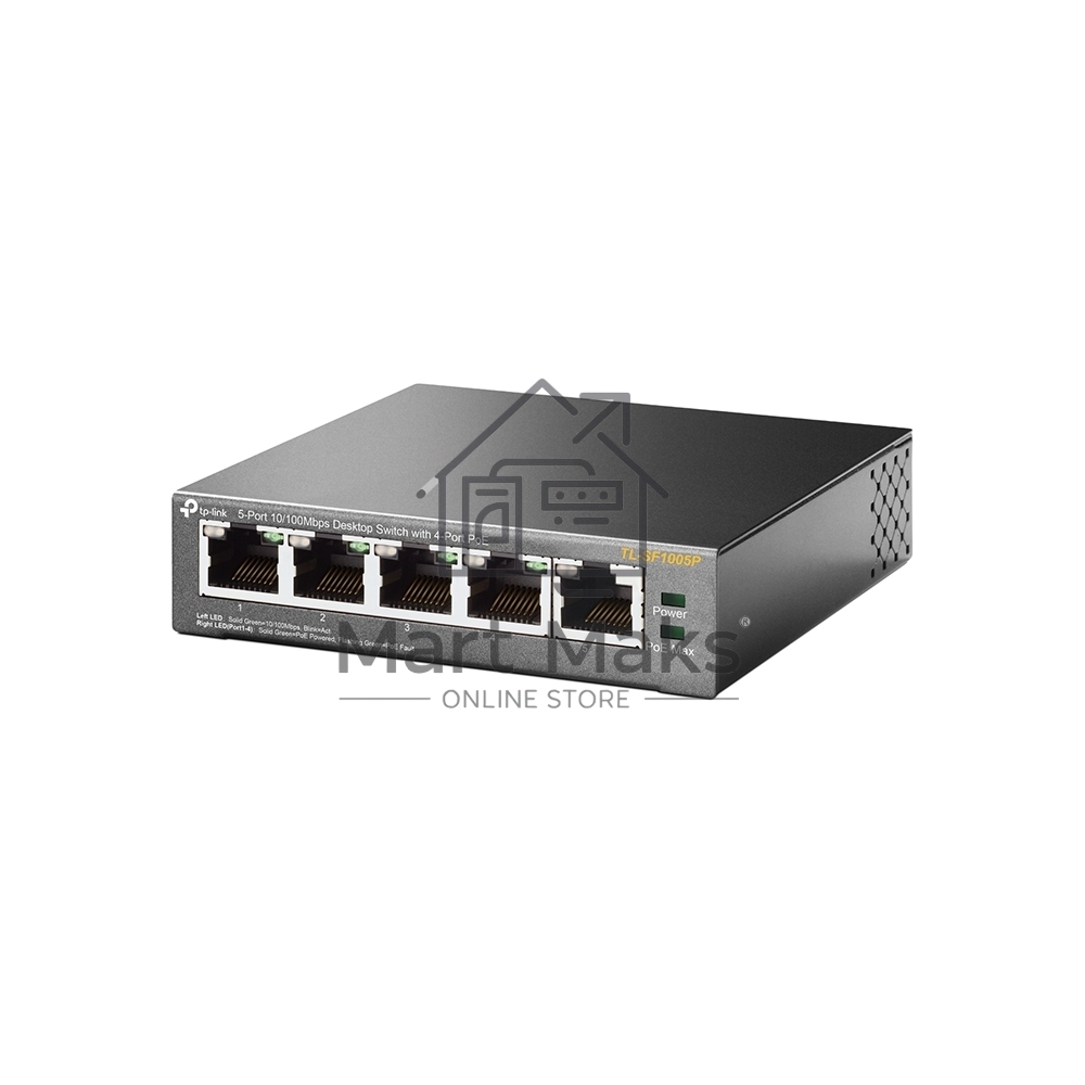 Коммутатор TP-Link SMB TL-SF1005P 5-портовый 10/100 Мбит/с настольный коммутатор с 4 портами PoE 