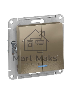 Механизм выключателя 2-кл. ATLAS DESIGN с подсветкой (сх.5а) 10АХ шампань SchE ATN000553