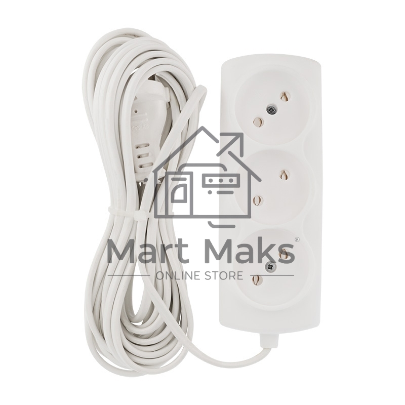 Удлинитель PROconnect STANDARD 3 гнезда, 7 м, 2х0.75 мм², б/з, белый