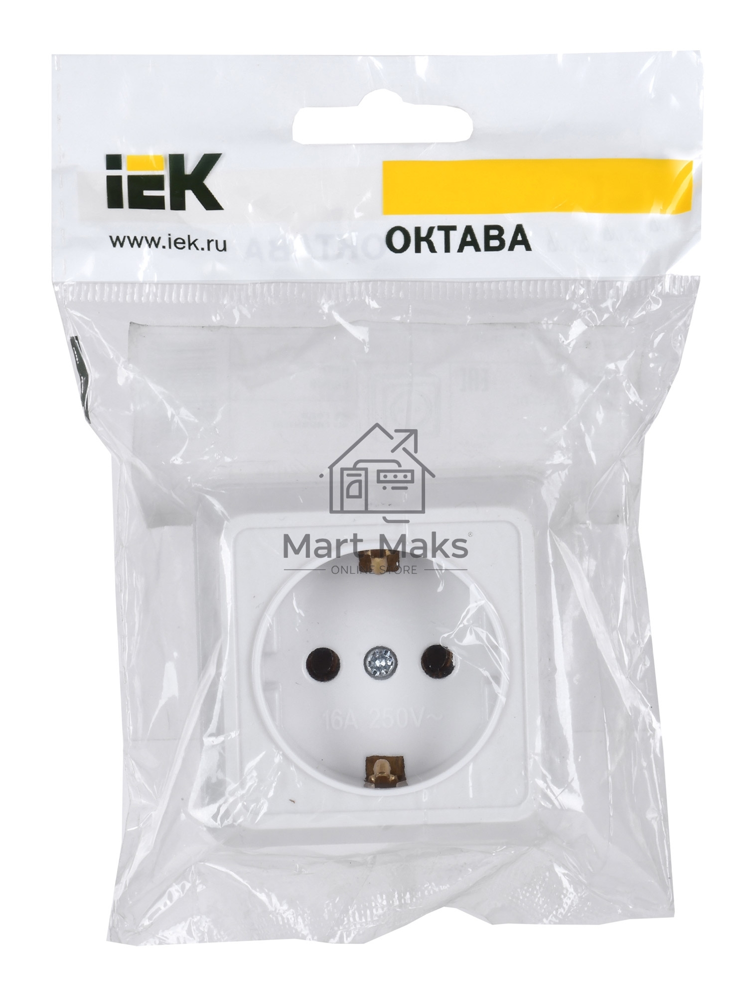 Розетка Iek ERO11-K01-16-DC РС20-3-ОБ 1местн. c з/к 16А откр.уст. ОКТАВА (белый)