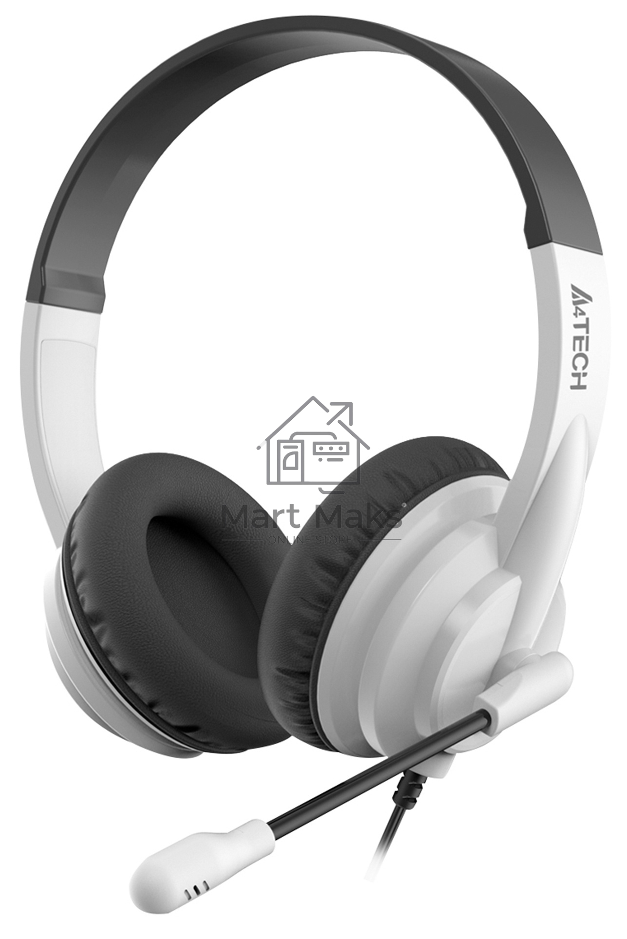 Наушники с микрофоном A4Tech HU-10 черный/белый 2м накладные USB оголовье
