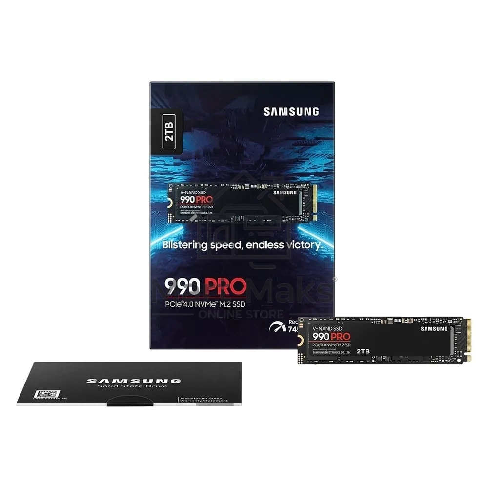 Накопитель SSD Samsung 990 PRO, 2000GB, PCIe 4.0 x4, M.2 2280, NVMe, R/W 7450/6900, с радиатором