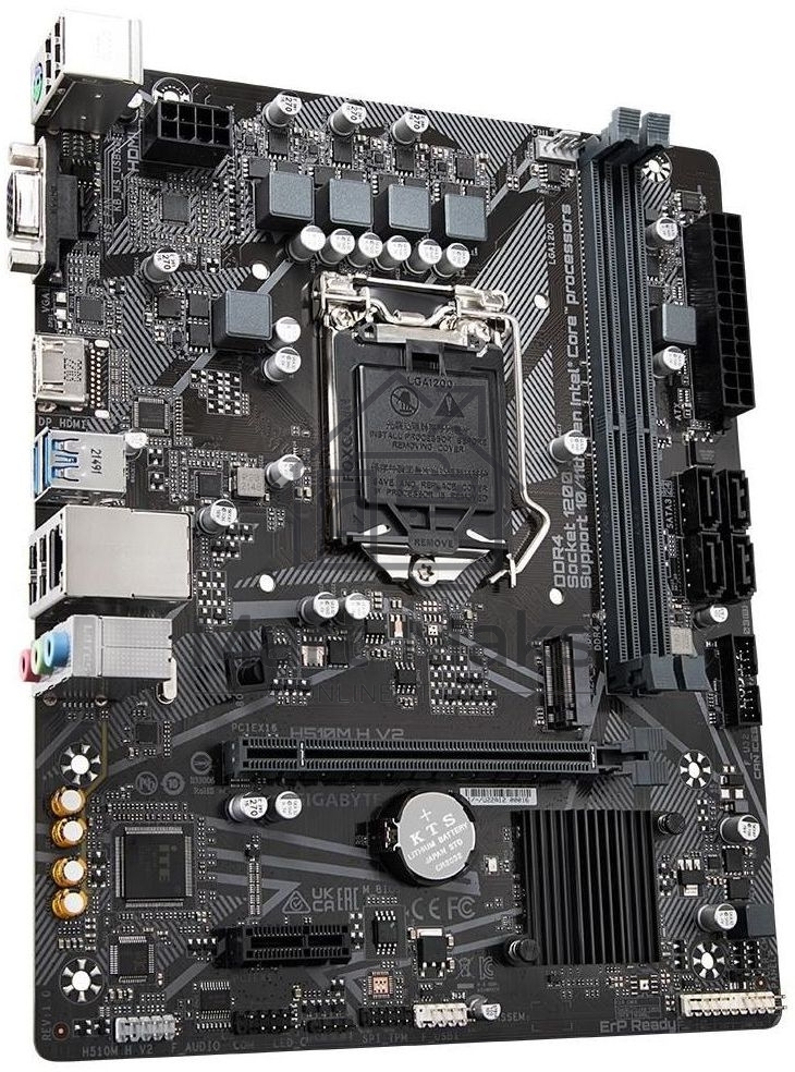 Материнская плата Gigabyte H510M H V2, LGA 1200, Intel H470, 2xDDR4, 4xSATA 6 Гбит/с, 1xM.2, 1xPCIe 3.0 x16, 1xPCIe 3.0 x1, 1xHDMI, 1xVGA, 1x 1Gb LAN, 2xUSB-A 3.2 Gen 1, 4xUSB-A 2.0, 3x3.5 мм, 7.1, Micro ATX