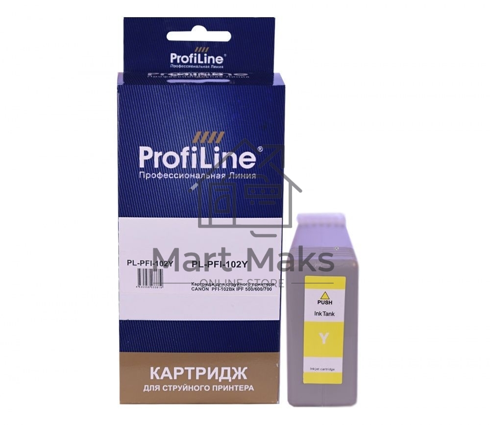 Картридж струйный ProfiLine PL-PFI-102Y для принтеров Canon IPF510/IPF605/IPF610/IPF650/IPF655/IPF710/IPF750/IPF755/IPF760/IPF765 с чернилами Yellow