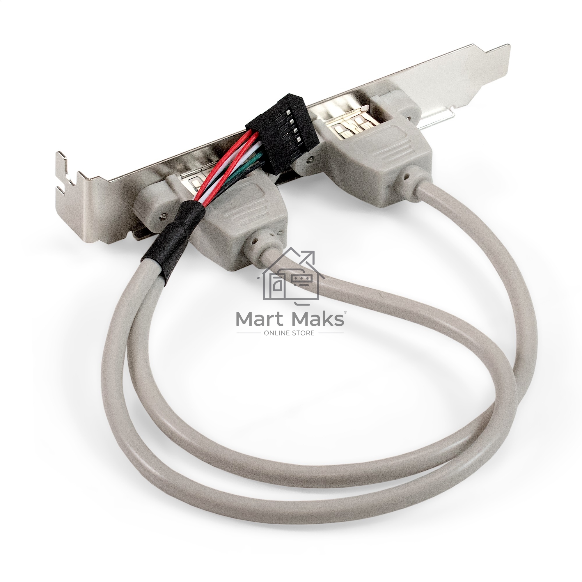 Планка портов в корпус 2xUSB2.0 ExeGate BrctUSB2-2A (USB 2.0 9pin (IDC 9pin F) --> 2x USB 2.0 Af, кабель 20см)