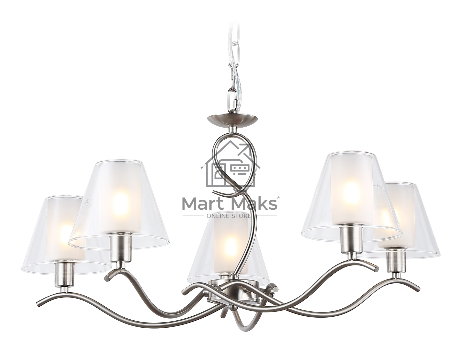 Люстра Ambrella light LH57081/5 SN/FR никель/белый матовый E14/5 max 40W D690*790