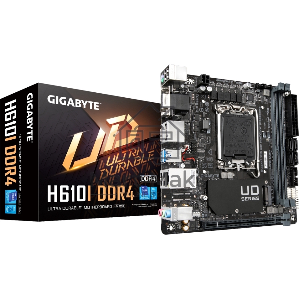 Материнская плата Gigabyte H610I DDR4, LGA 1700, Intel H610, 2xDDR4, 4xSATA, 1xM.2, 1xPCIe 4.0 x16, 1xHDMI, 1xVGA, 2xDP, 1x 1Gb LAN, 2xUSB-A 3.2 Gen 1, 4xUSB-A 2.0, 3x 3.5 мм, 7.1, Mini-ITX