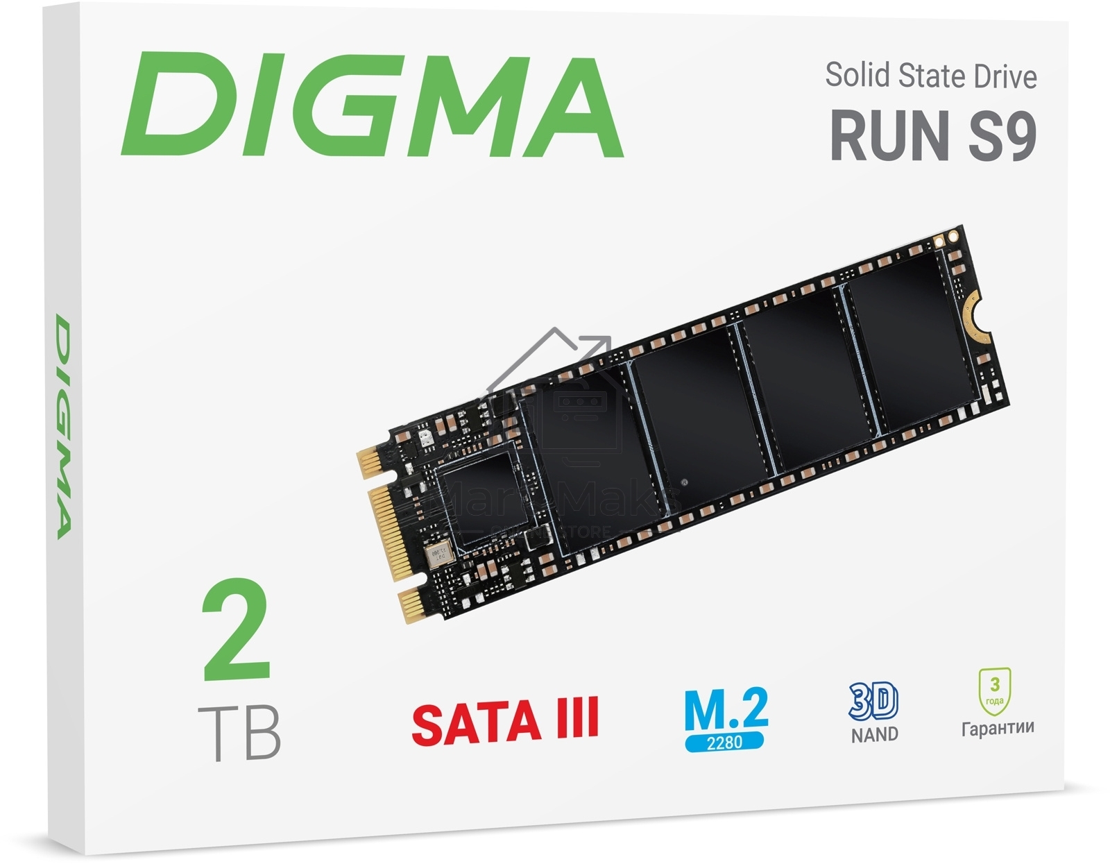 Накопитель SSD Digma Run S9, 2ТБ, SATA III, M.2 2280, R/W 530/510