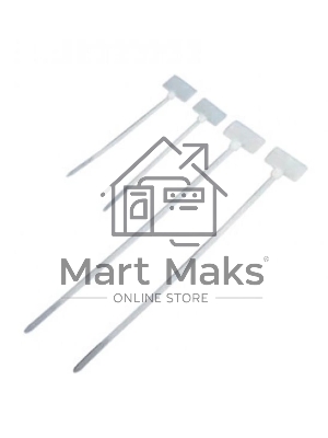 Стяжка пластиковая нейлоновая с площадкой для маркировки 3,6х205мм, белая, 100шт