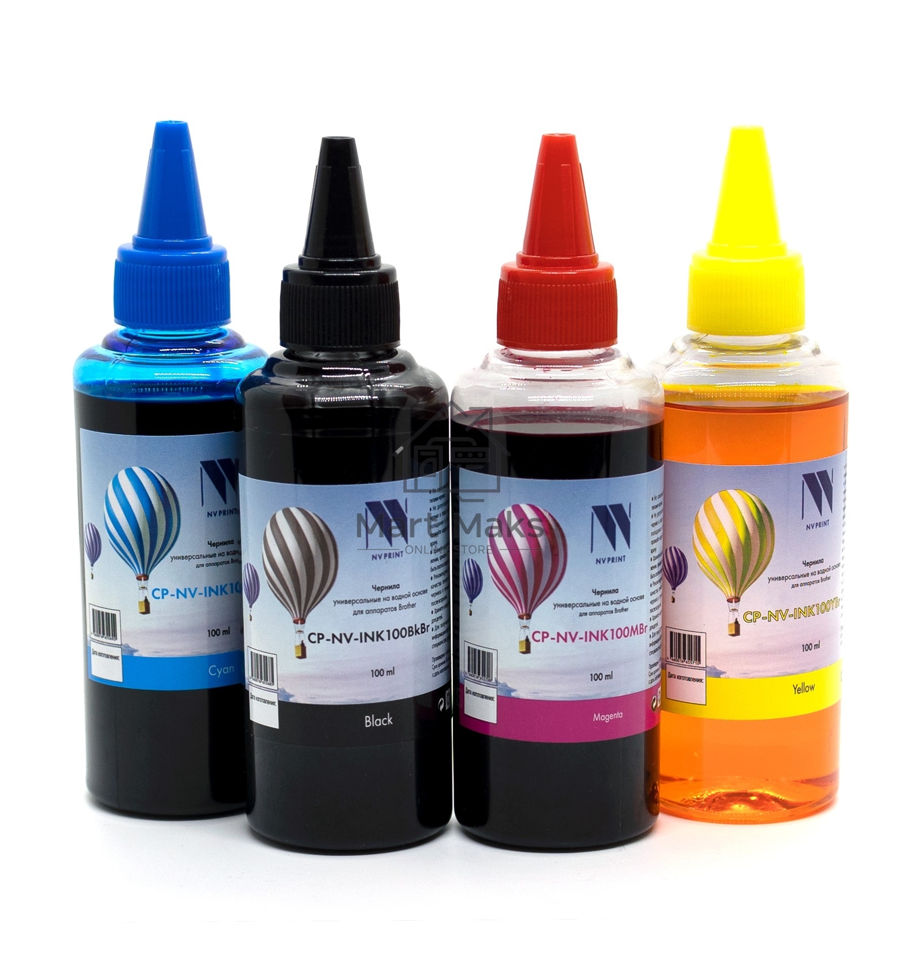 Чернила NVPrint универсальные на водной основе для аппаратов Brother, комплект 4 цвета по 100 мл