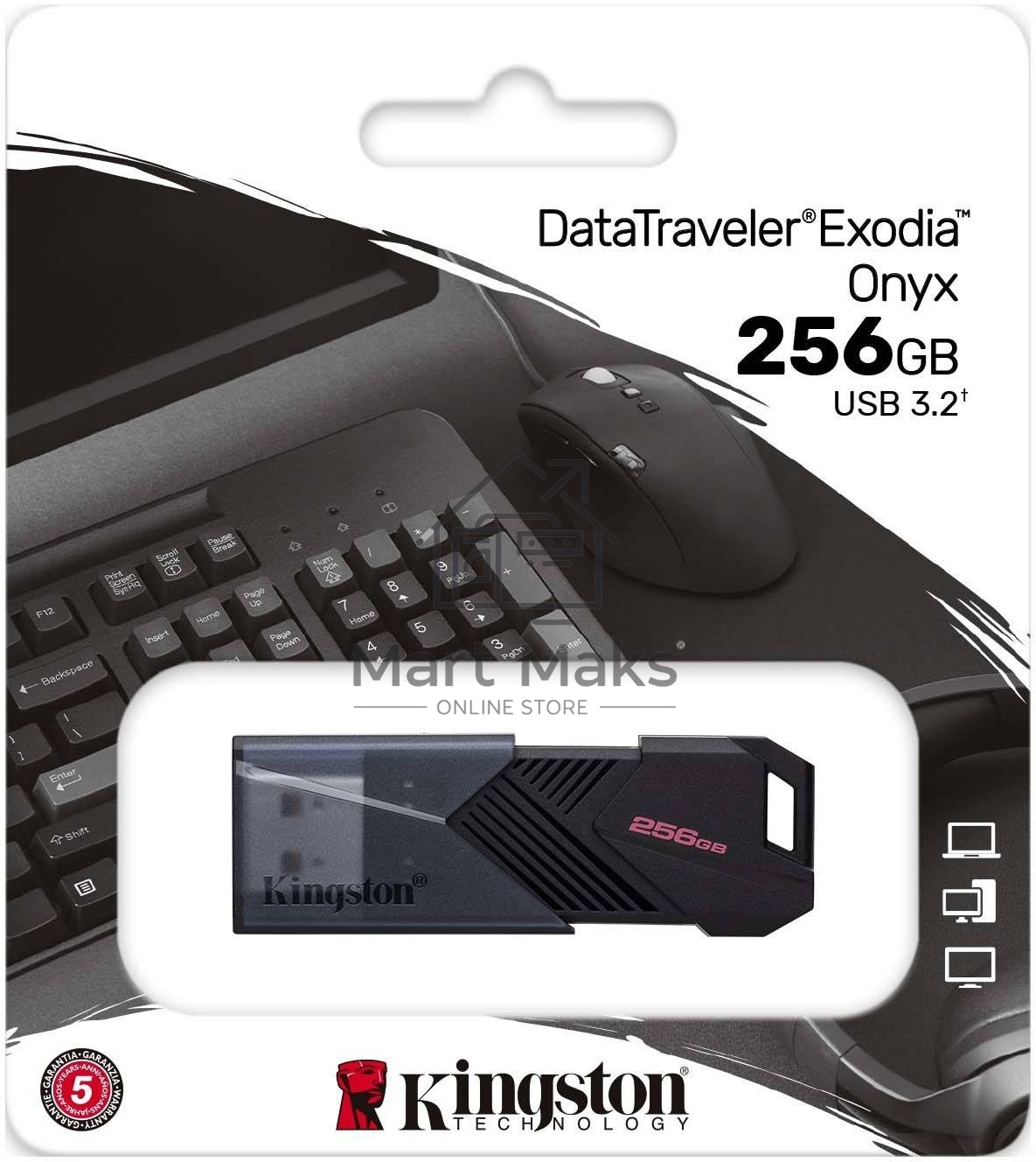 Флешка USB R/W R/W Kingston 256Gb DataTraveler Exodia Onyx DTXON/256Gb USB3.2 черный