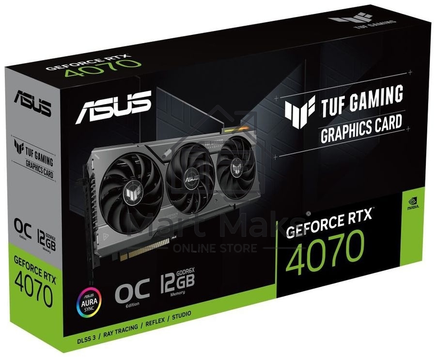 Видеокарта Asus TUF-RTX4070-O12G-GAMING NVIDIA GeForce RTX 4070 12288Mb PCI-E 4.0 192 GDDR6X 2550/21000 HDMIx1 DPx3 HDCP Ret