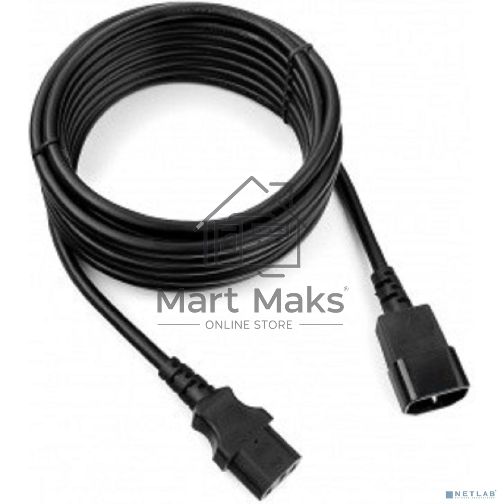 Кабель питания сист.блок-монитор Cablexpert PC-189-1-5M, 5м, C13-C14, 3x1кв.мм., черный, с заземлением