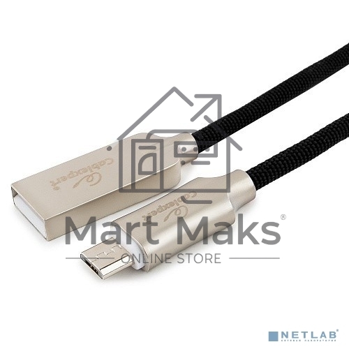 Кабель USB 2.0 Cablexpert CC-P-mUSB02Bk-1M, AM/microB, серия Platinum, длина 1м, черный, блистер