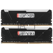 Оперативная память Kingston Fury Beast, DDR4, 32GB (2x16GB), 3200MHz, CL16, DIMM, с радиатором, RGB, черный