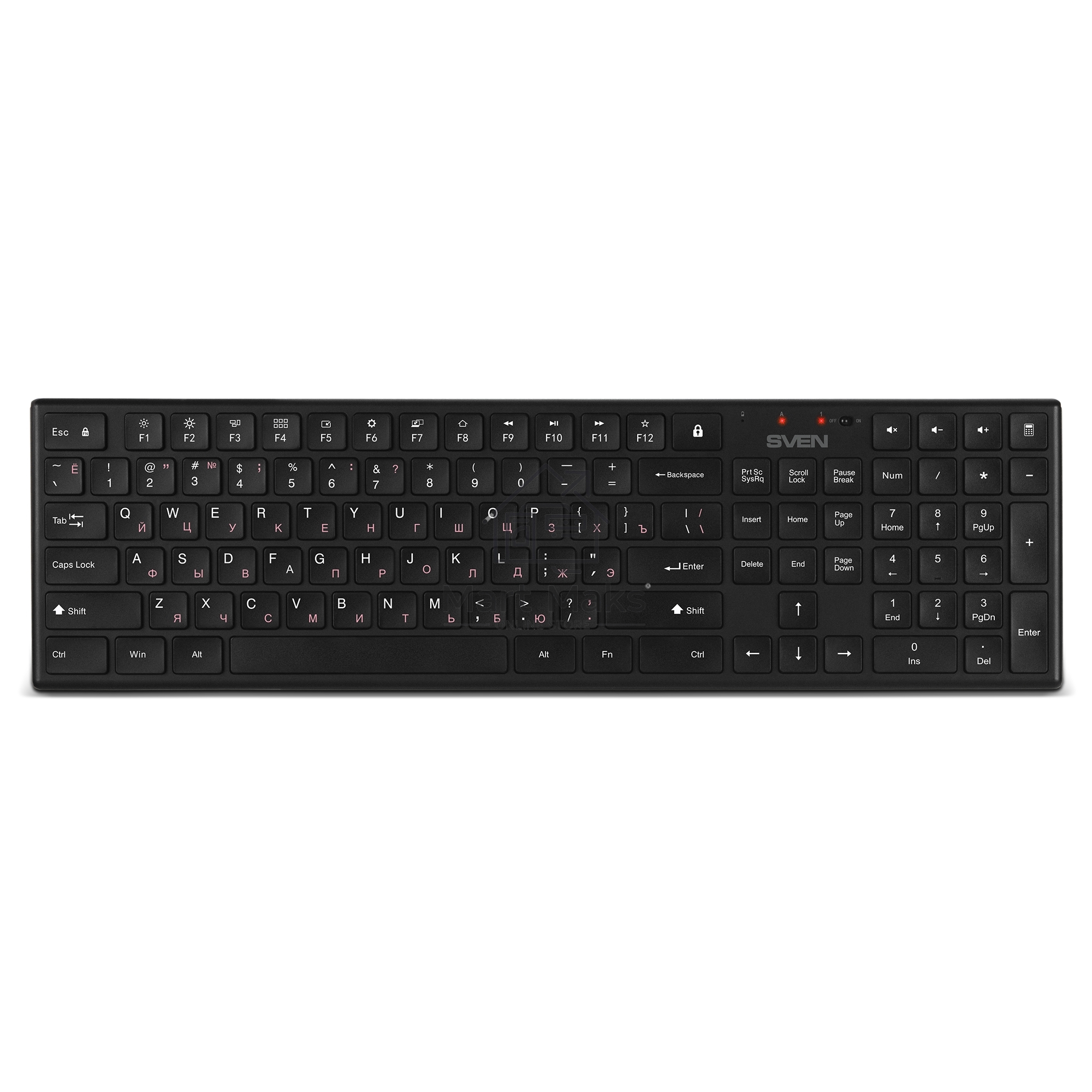 Беспроводной набор Sven ножничная клавиатура + мышь KB-C2550W черный (109 кл.,12Fn, 1000DPI, 2+1 кл.)
