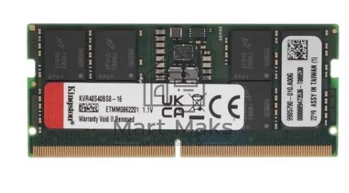 Оперативная память Kingston ValueRAM, DDR5, 16GB (1x16GB), 4800MHz, CL40, SO-DIMM