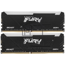Оперативная память Kingston Fury Beast, DDR4, 32GB (2x16GB), 3200MHz, CL16, DIMM, с радиатором, RGB, черный