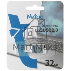 Флешка USB Netac UA31 (NT03UA31N-032G-20BL), 32Gb, USB 2.0, R/W 110/45, синий/белый