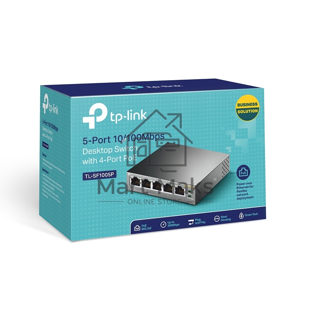 Коммутатор TP-Link SMB TL-SF1005P 5-портовый 10/100 Мбит/с настольный коммутатор с 4 портами PoE 