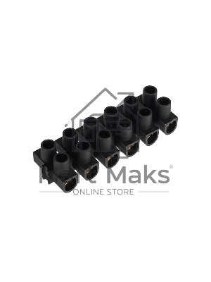 Клеммная колодка винтовая Rexant KВ-10 (4-10 мм²), ток 10 A, полипропилен черный, индивидуальная упаковка, 1 шт.