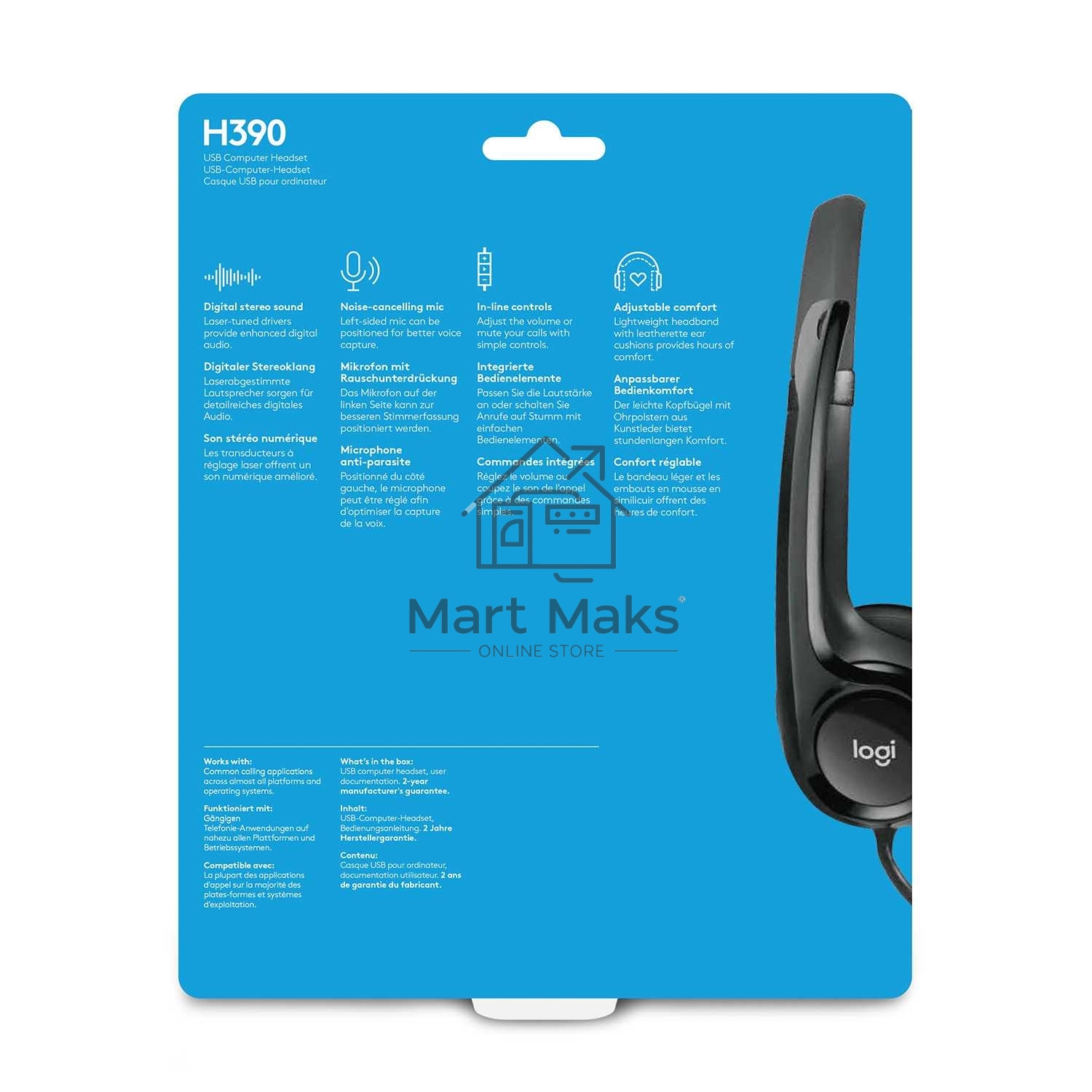 Гарнитура Logitech Headset Logitech H390 USB черный