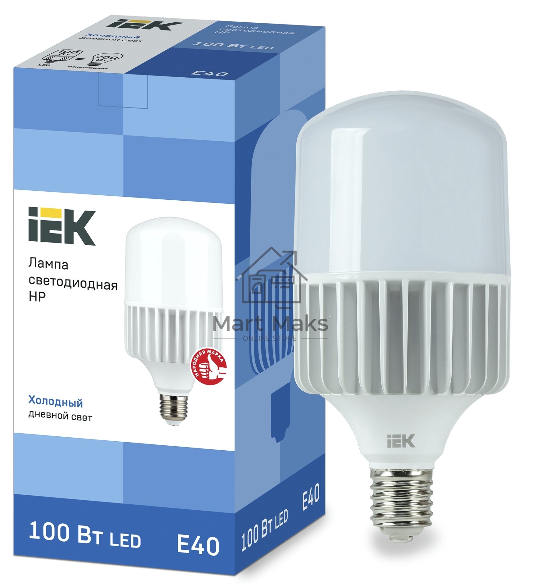 Лампа светодиодная HP 100Вт 230В 6500К E40  LLE-HP-100-230-65-E40 IEK