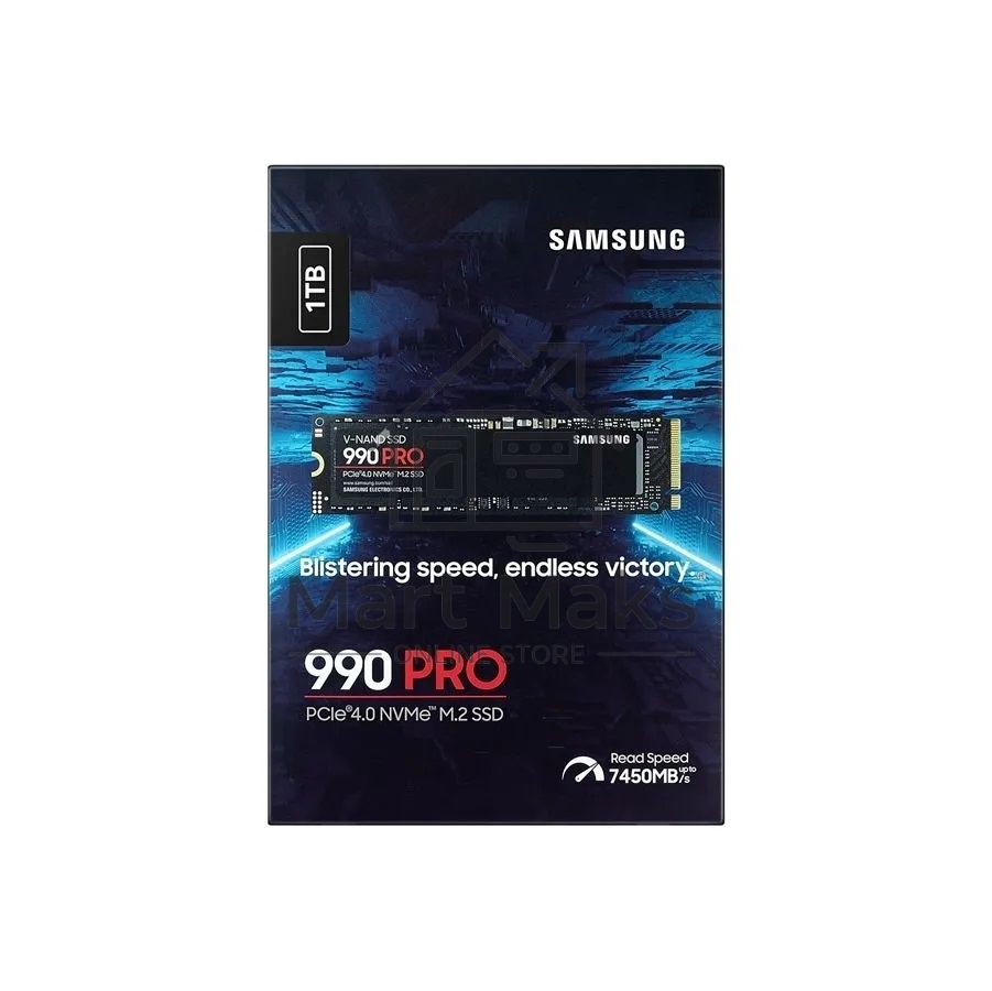 Накопитель SSD Samsung 990 PRO, 1000GB, PCIe 4.0 x4, M.2 2280, NVMe, R/W 7450/6900, с радиатором