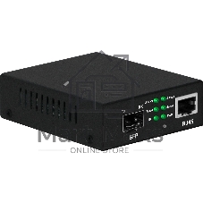 Медиаконвертер Gigabit Ethernet, SFP 1000Мбит/c, RJ45 10/100/1000Мбит/c, поддержка LFP. Металлический корпус. БП DC12V(1A) в комплекте. Размеры (ШхВхГ): 70x25x95мм. Вес: 0,2кг. Рабочая температура: -10…+55°С. Совместим с шасси NS-MCB-14.