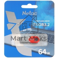Флешка USB Netac UM2 (NT03UM2N-064G-32RE), 64Gb, USB 3.0, R/W 130/50, серебристый/красный