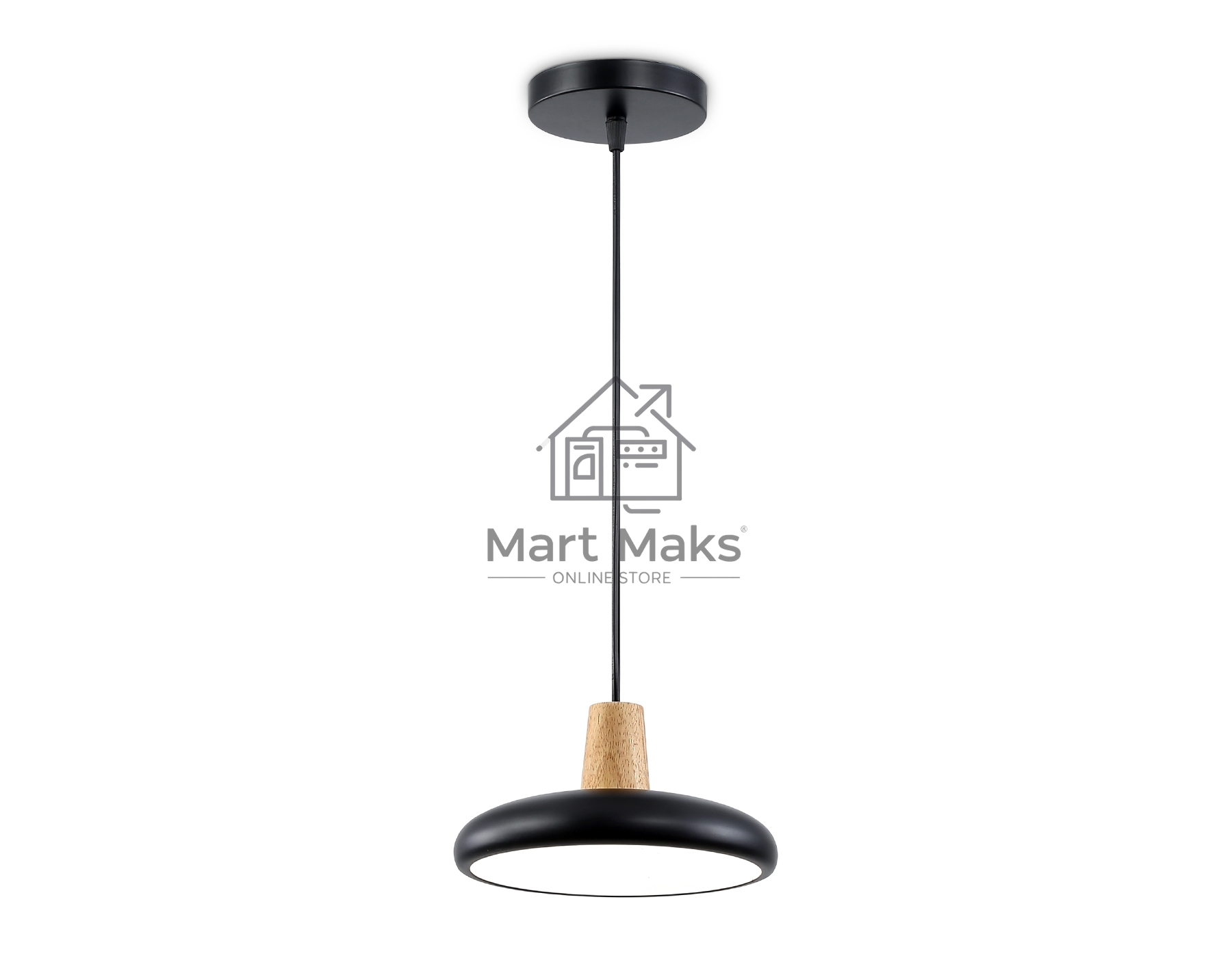 Светильник Ambrella light FL4839 BK/WD черный/дерево 24W 3000-6000K D200*800 (без ПДУ)