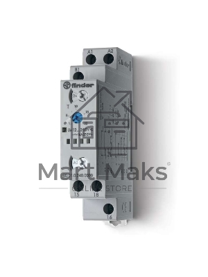 Таймер модульный мультифункциональный (AI DI SW BE CE DE) 12…240В AC/DC 1CO 16А 17.5мм регулировка времени 0.1с…24ч IP20 FINDER 800102400000