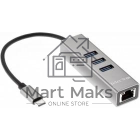 Переходник Telecom USB 3.1 Type-C -->RJ-45 1000Mbps +3 USB3.0, Aluminum Shell, 0.2м Telecom <TA311C>
