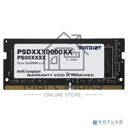 Оперативная память Patriot Signature, DDR4, 16GB (1x16 GB), 3200 MHz, CL22, SO-DIMM