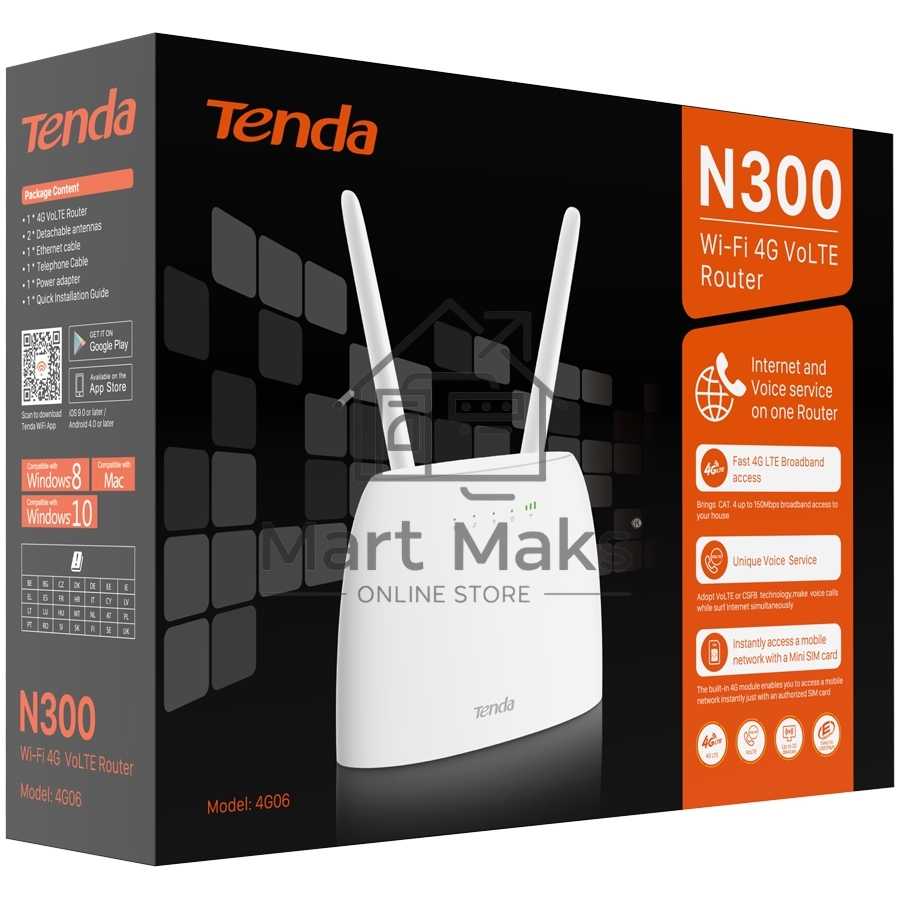 Роутер Tenda 4G06, 4G LTE и 4G VoLTE wiFi