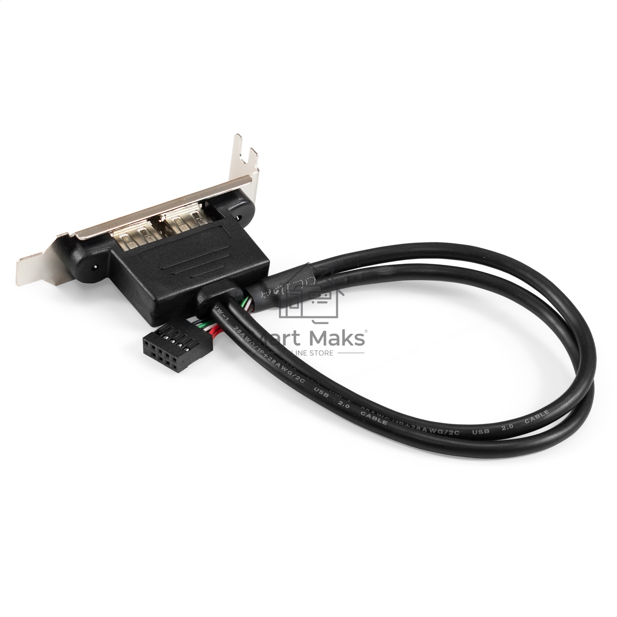 Планка портов в корпус 2xUSB2.0 ExeGate BrctUSB2-2A-LP (USB 2.0 9pin (IDC 9pin F) --> 2x USB 2.0 Af, кабель 20см, Low Profile)
