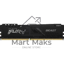 Оперативная память Kingston Fury Beast Black, DDR4, 8GB (1x8GB), 3200MHz, CL16, с радиатором, черный