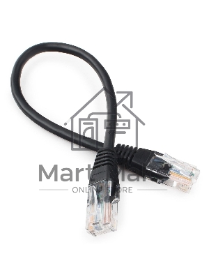 Патч-корд UTP Cablexpert кат.5e 0.25м, литой, многожильный черный