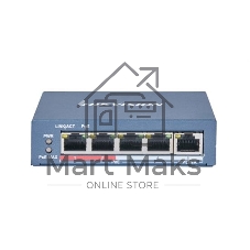 Коммутатор Hikvision DS-3E0105P-E/M(B), 4×100 Мбит/с PoE + 1×100 Мбит/с Uplink, неуправляемый