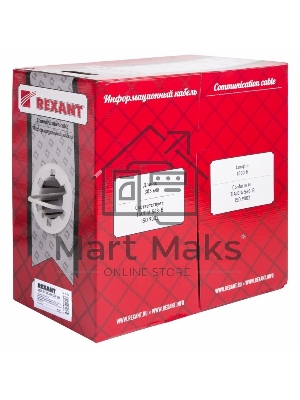 Кабель витая пара Rexant SFTP 4PR 24AWG, CAT5e, бухта 305 м