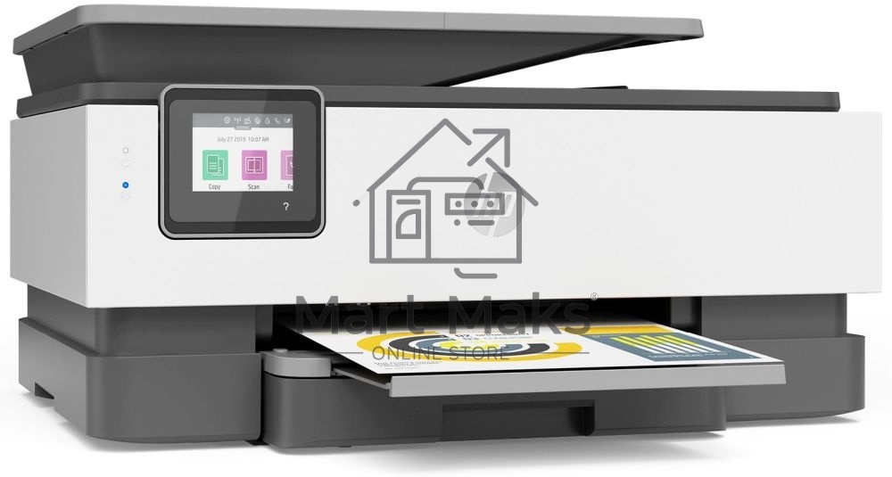 МФУ струйный HP OfficeJet 8023 (1KR64B), A4, цвтной, печ. до 20 стр/мин. (ч/б), до 10 стр/мин. (цвет), скан. до 8 стр/мин. (ч/б) 3.5 стр/мин. (цвет), 1200 x 1200 dpi, USB, RJ-45, Wi-Fi, Air Print