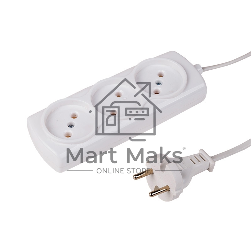 Удлинитель PROconnect STANDARD 3 гнезда, 3 м, 2х0.75 мм², б/з, белый