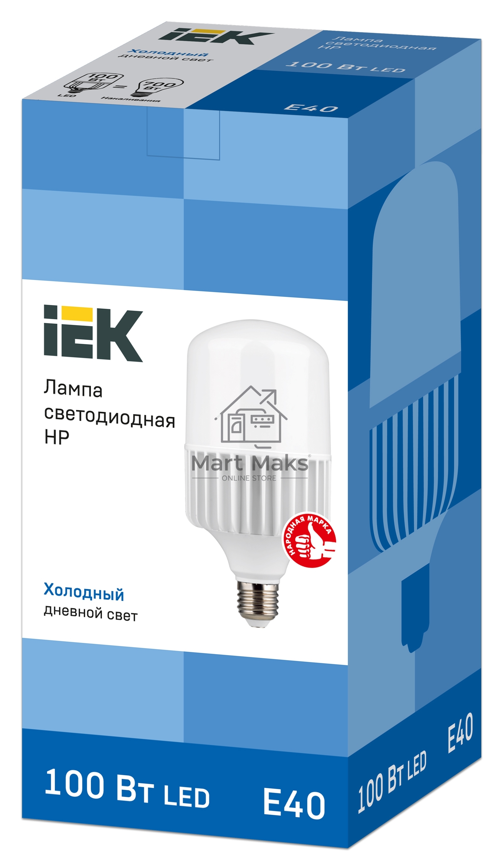 Лампа светодиодная HP 100Вт 230В 6500К E40  LLE-HP-100-230-65-E40 IEK