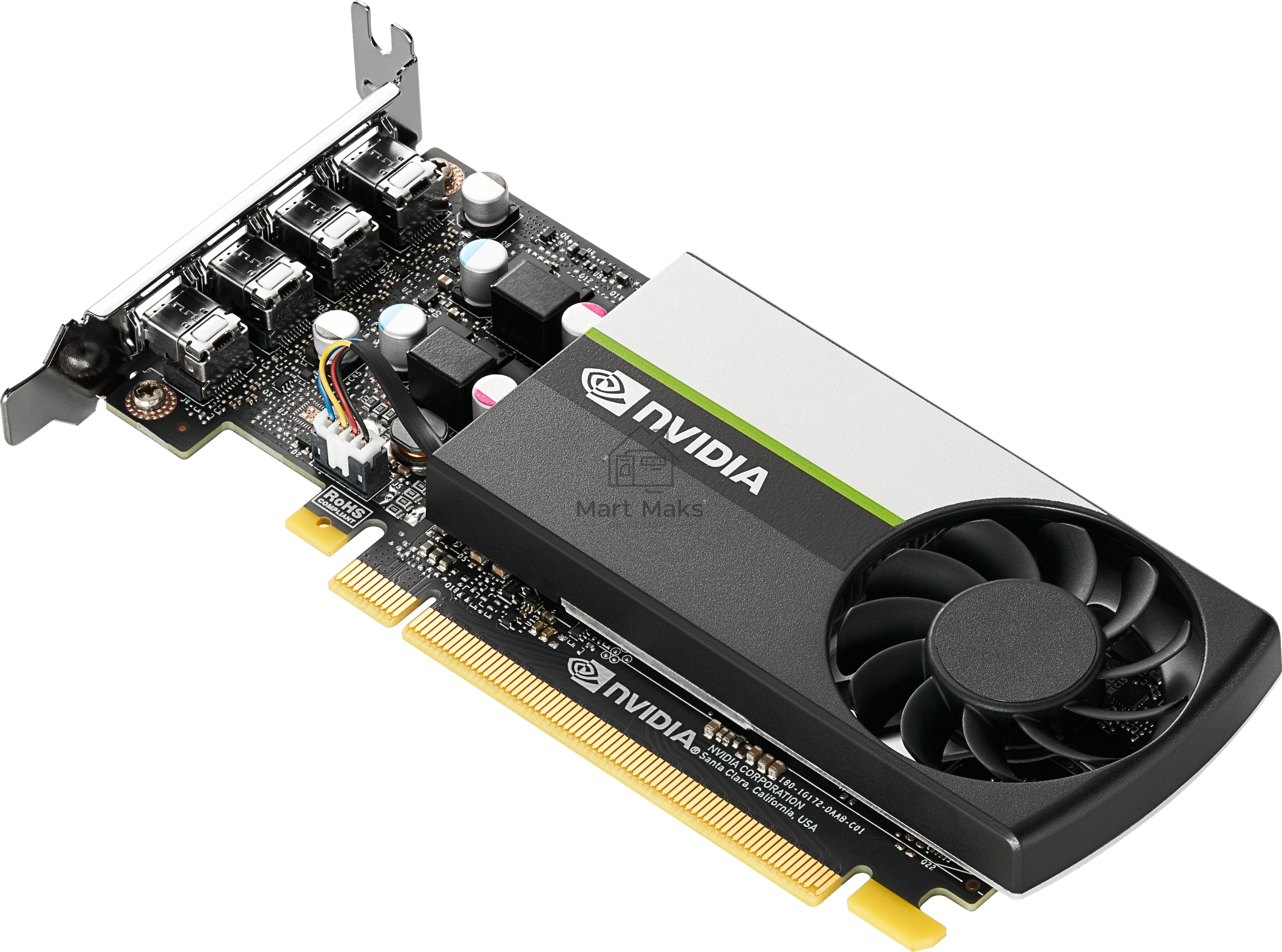 Видеокарта PNY GPU NVIDIA VCNT1000-8GB-SB PCI-Express 3.0 x16, LP8 GB GDDR6 128-bit, 4x Mini DP 1.4, 1x LP bracket.