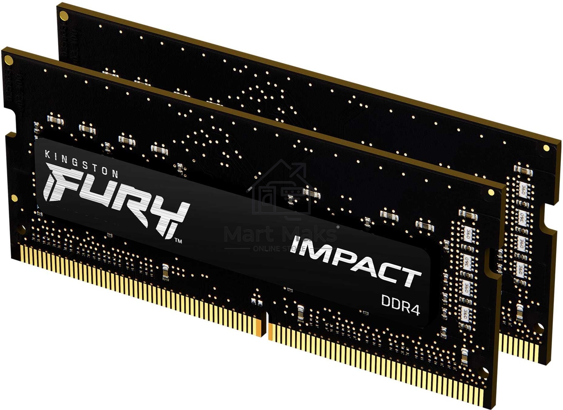 Оперативная память Kingston Fury Impact, DDR4, 16GB (2x8GB), 3200MHz, CL20, SO-DIMM