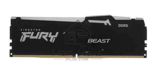 Оперативная память Kingston Fury Beast Black RGB, DDR5, 8GB (1x8GB), 5600MHz, CL36, DIMM, с радиатором, RGB, черный