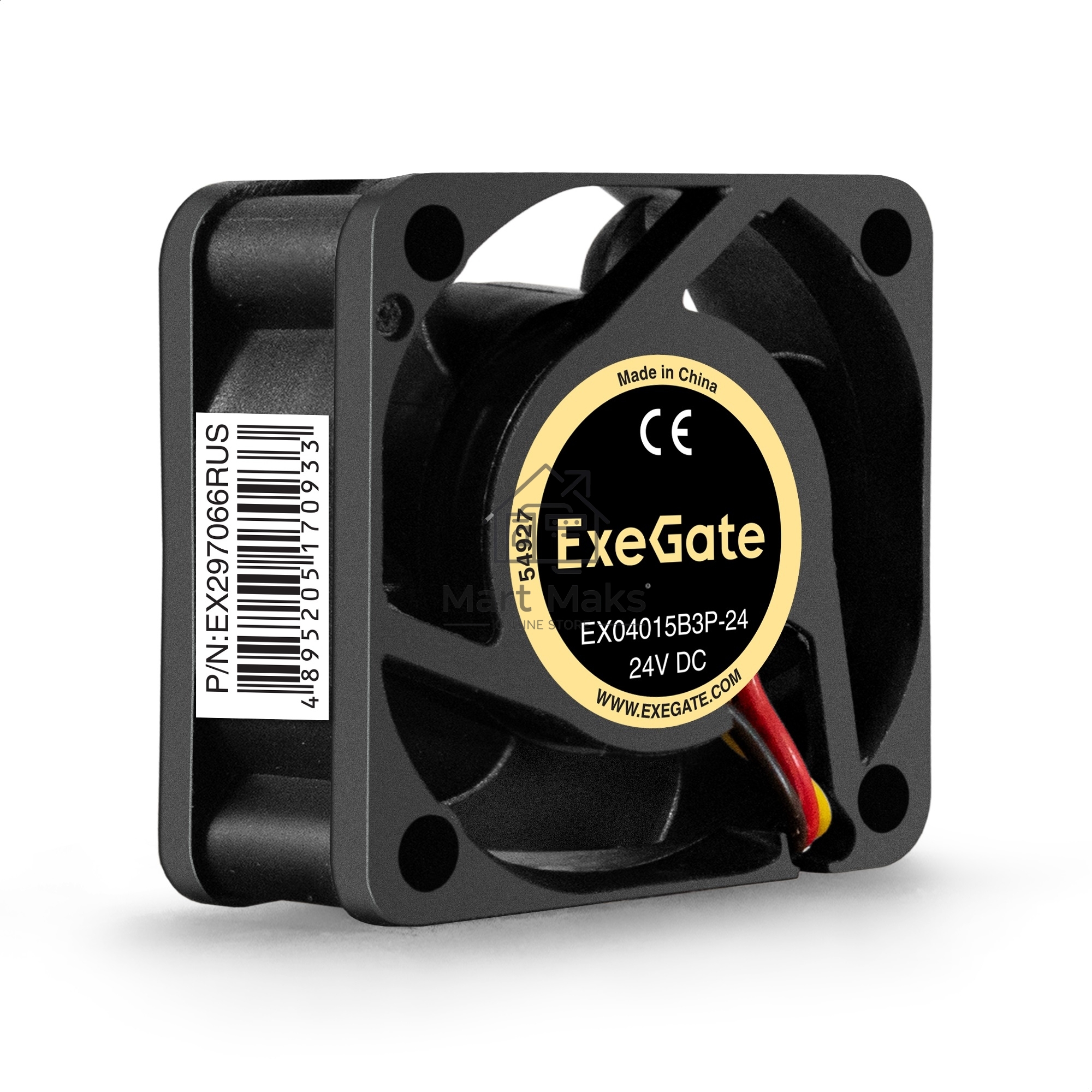 Вентилятор для корпуса ExeGate EX04015B3P-24 черный, 40 мм, 7800 об/мин, 33.1 дБ, 3 pin